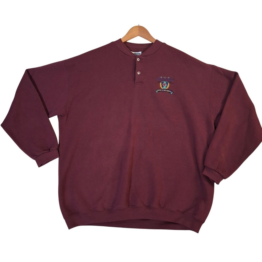 Vintage Lee Heavyweight Henley Sweatshirt Mens XL Maroon Made in USA